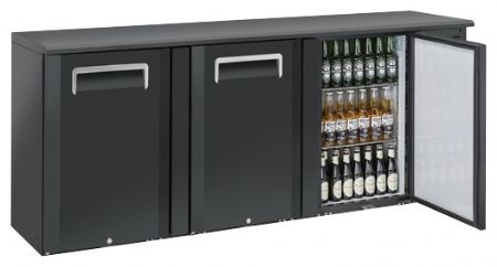 Arrière-bar réfrigéré 3 portes pleines à charnières 500 L +2/+8°C - Coolhead - QB 300