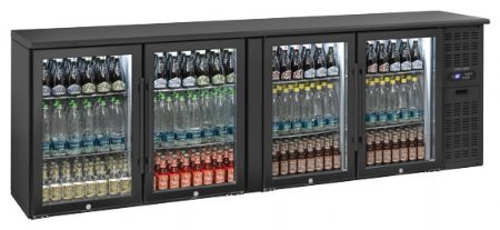 Arrière-bar réfrigéré 4 portes vitrées à charnières 618 L +2/+8°C - Coolhead - QBG 400