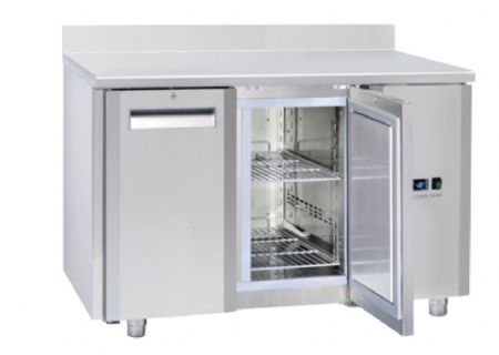 Table rfrigre positive tropicalise 2 portes pleines avec dosseret inox - 210L