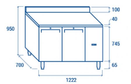 Table rfrigre positive tropicalise 2 portes pleines avec dosseret inox - 210L