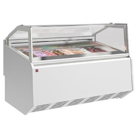 Comptoir à crème glacée professionnel 24 bacs de 5 litres, négatif, 2100 mm - Diamond - QUEB21-V6