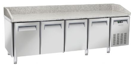 Meuble à pizza réfrigéré professionnel dessus granit pour plateaux 600x400 mm +2/+8°C - Coolhead - QZ 40