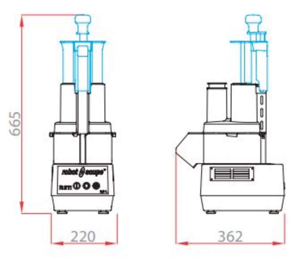 Robot multifonction combin� Cutter et coupe l�gumes � �jection continue 2,9L avec 4 disques inclus - 1500trs/min