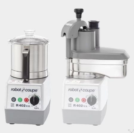 Combin cutter et coupe lgumes 2 vitesses avec cuve inox 4,5L et 6 disques inclus - cutter : 300  3500 trs/min cl : 300  1000 trs/min