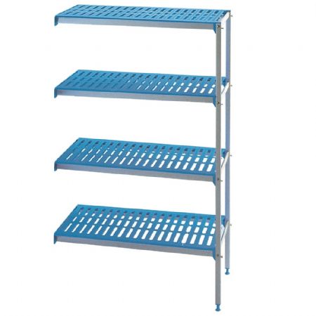 Rayonnage angulaire en aluminium anodisé 4 niveaux 
