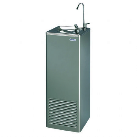 Fontaine  eau ambiante sur sol inox - 2 sorties d'eau (col de cygne et rince bouche)