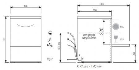 Lave-verres professionnel panier 400x400 mm - Furnotel - RIVER242V1