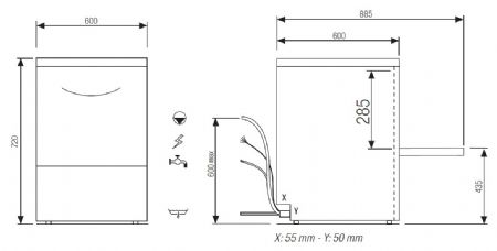 Lave-verres professionnel panier 500 x 500 mm - Furnotel - RIVER252V1