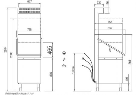 Lave-vaisselle à capot professionnel panier 500 x 600 mm - Furnotel - RIVER282LRV1