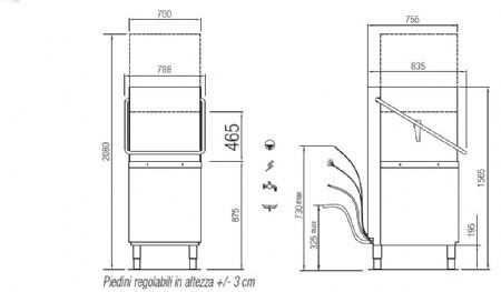 Lave-vaisselle professionnel à capot panier 500x600 mm triphasé - Furnotel - RIVER282LV1