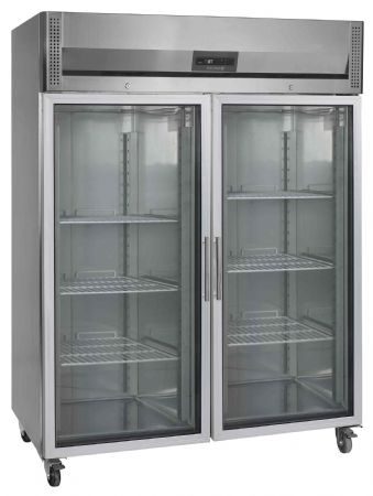 Réfrigérateur vertical GN2/1 - 2 portes vitrées inox 1325 L +2 à +10 °C - Tefcold - RK1420G