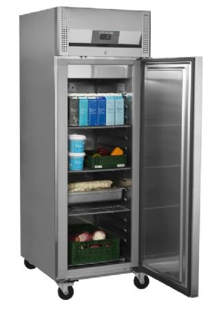 Armoire rfrigre positive professionnelle en inox avec 1 porte pleine GN 2/1- 740x875x2090 mm