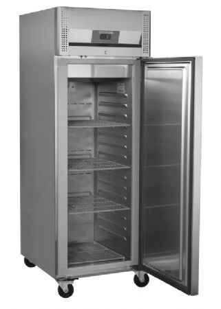 Armoire rfrigre positive professionnelle en inox avec 1 porte pleine GN 2/1- 740x875x2090 mm