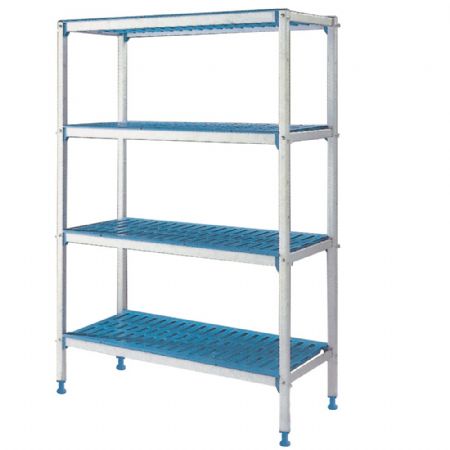 Rayonnage linéaire en aluminium anodisé 4 niveaux 890x400x1750 mm - Diamond Promo - RLA/084-4/EF