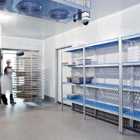 Rayonnage linaire en aluminium anodis GN 4 niveaux  - 1290 x 500 x 1750mm