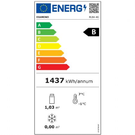 Arrière bar professionnel 4 portes vitrées, 620 litres, positive - Diamond Promo - RLB4-4G