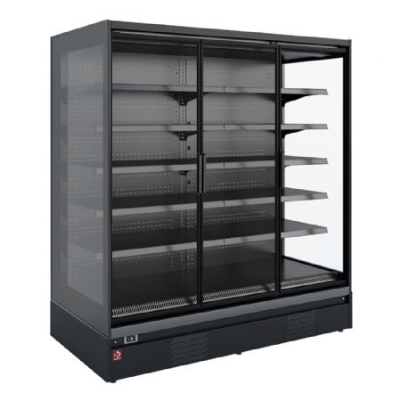 Vitrine murale de Supermarché libre-service 2 portes battantes noire 1310 mm - Diamond Promo - RNP13-U5