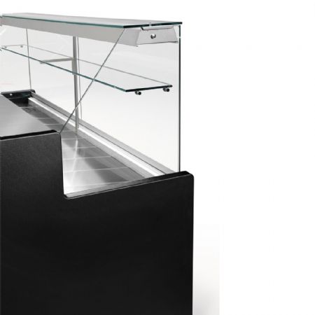 Vitrine réfrigérée snacking à vitre droite 90°, réserve réfrigérée, 2000 mm - Noire - Diamond Promo - RO20/B5-R2