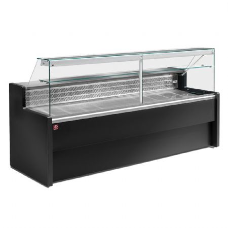 Vitrine réfrigérée snacking à vitre droite 90°, réserve réfrigérée, 2000 mm - Noire - Diamond Promo - RO20/B5-R2