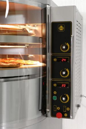 Four  pizza rotatif gaz professionnel 7 pizzas de 30 cm avec support inox