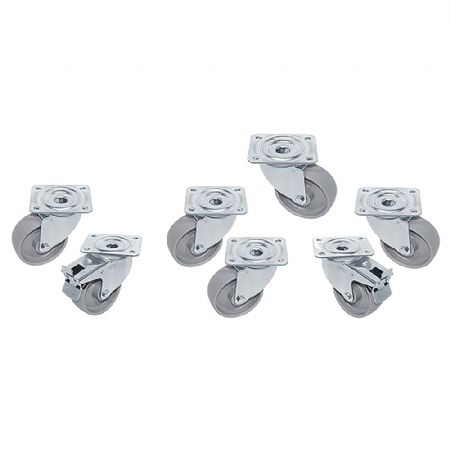 Kit 8 Roues inox pour tables, pivotantes, 4x avec freins