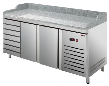 Meuble à Pizzas monophasé 2 portes pleines -2 à 8 °C - Redfox - RTP 3D-2D7ZN