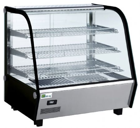 Vitrine chauffante 4 faces vitres  poser avec portes coulissantes arrires +30 / +90C - 120L