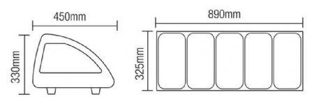 Saladette à Poser 5 bacs positive 1307x450x330 mm - Afi-Collin-Lucy - RTS-63L