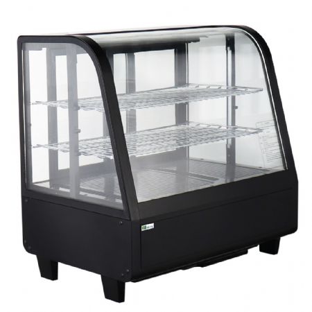 Vitrine rfrigre 4 faces vitres  poser avec portes coulissantes arrires noir 0 / +12C - 100L