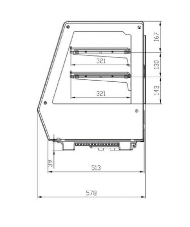 Vitrine comptoir présentation 125 L 702 mm - Afi-Collin-Lucy - RTW-125L