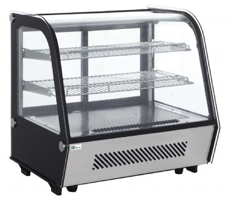 Vitrine rfrigre 4 faces vitres  poser avec portes coulissantes arrires noir 0 / +12C - 160L