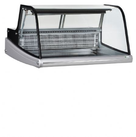 Vitrine rfrigre  poser avec vitre bombe et portes coulissantes +2 / +12C - 4 bacs GN1/2 + 2 bacs GN1/4