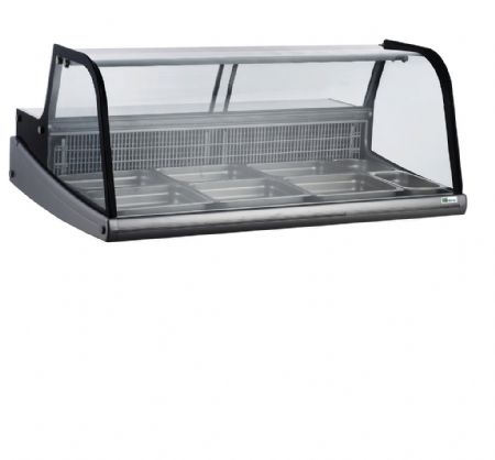 Vitrine rfrigre  poser avec vitre bombe et portes coulissante +2 / +12C - 6 bacs GN1/2 + 2 bacs GN1/4