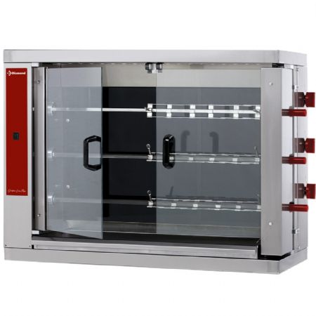 Rôtissoire professionnelle électrique vitrocéramique 3 broches 18 poulets - Diamond Promo - RVE/3C-CM Rôtissoire professionnelle électrique vitrocéramique 3 broches 18 poulets - Diamond Promo - RVE/3C-CM