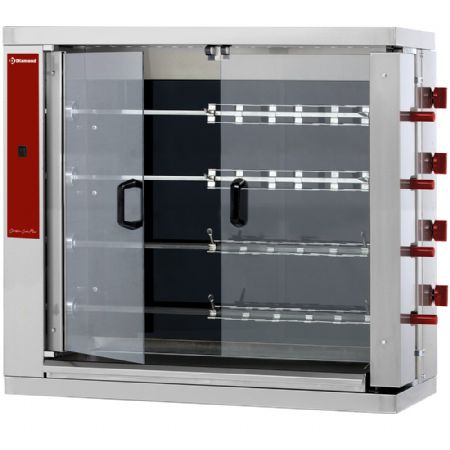 Rôtissoire professionnelle électrique vitrocéramique 4 broches 24 poulets - Diamond Promo - RVE/4C-CM Rôtissoire professionnelle électrique vitrocéramique 4 broches 24 poulets - Diamond Promo - RVE/4C-CM