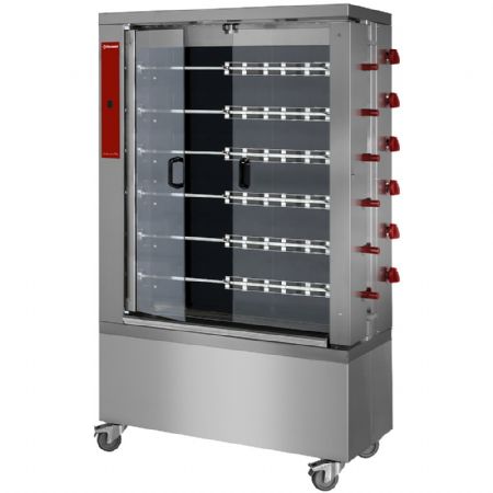 Rôtissoire professionnelle électrique vitrocéramique 6 broches 36 poulets - Diamond - RVE/6C-CM Rôtissoire professionnelle électrique vitrocéramique 6 broches 36 poulets - Diamond - RVE/6C-CM