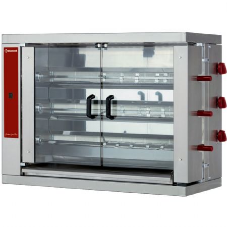 Rôtissoire professionnelle gaz 3 broches pour 18 poulets - Diamond Promo - RVG/3-CM Rôtissoire professionnelle gaz 3 broches pour 18 poulets - Diamond Promo - RVG/3-CM