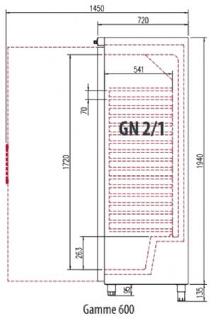 Armoire ABS positive inox GN2/1 avec 1 porte pleine et froid ventilé - 607 litres