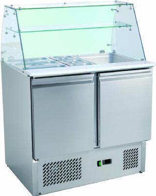 Saladette rfrigre avec vitre droite +2/ +8C  2 portes gn 1/1 - 240L