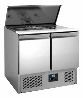 Saladetterfrigreinox avec capot avec 2 portes +2/+8c