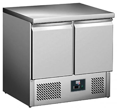 Desserte réfrigérée inox positive centrale dessus inox fixe, 2 portes GN 1/1, 240 L, +2/+8°C - l2g - S901S/STOP Desserte réfrigérée inox positive centrale dessus inox fixe, 2 portes GN 1/1, 240 L, +2/+8°C - l2g - S901S/STOP