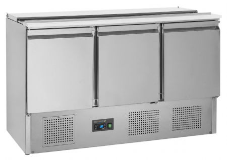 Saladette réfrigérée comptoir GN1/1 - 3 portes pleines inox 368 L +2 à +10 °C - Tefcold - SA1365