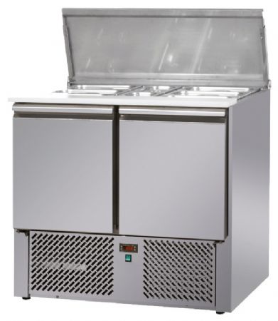 Armoire réfrigérée positive professionnelle 2 portes capacité GN 1/1 + 2 GN 1/4 couvercle rabattable - Nosem - SA2P-2