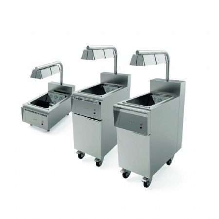 Poste de salage avec lampe chauffante pour friteuse XPRIME - 400x700x1400mm