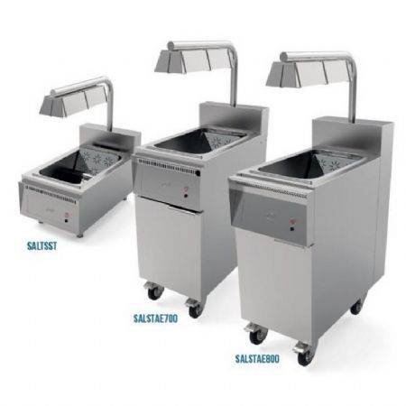 Poste de salage avec lampe chauffante pour friteuse ST - 410x800x1400mm