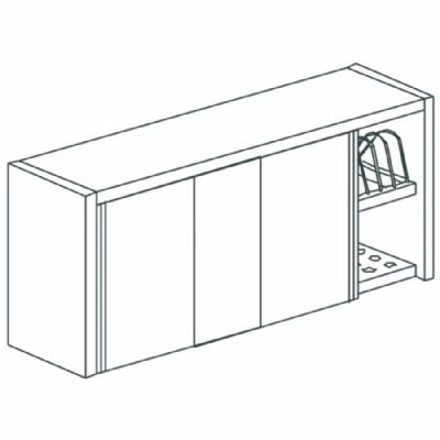 Armoire murale inox à portes coulissantes avec égouttoir 1500x400 mm Armoire murale inox à portes coulissantes avec égouttoir 1500x400 mm