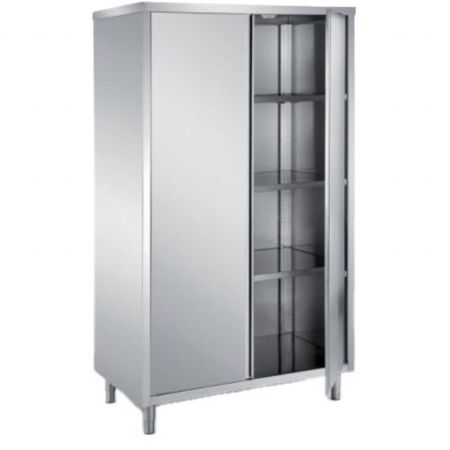 Armoire de Rangements Inox avec porte battante et 3 étagères, 1000x600x2000 mm - Virtus - SAVB205510