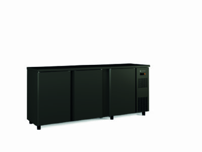 Arrire-bar noir froid positif avec 3 pleines battantes - 2005x530x820 mm