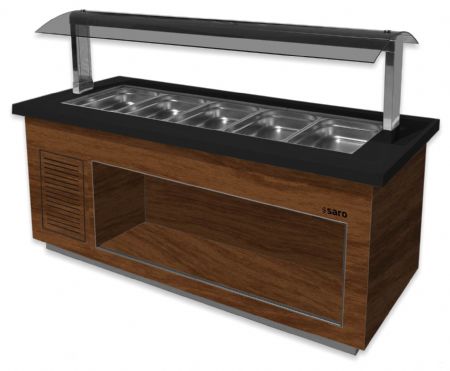 Buffet réfrigéré central froid statique 6 GN 1/1, 0/+10°C, corps noyer foncé, dessus granit noir - l2g - SB-K230B