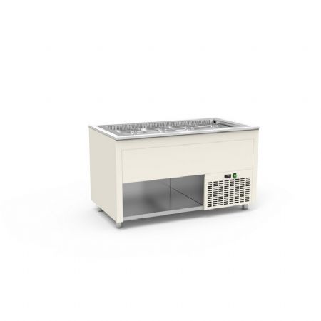 Buffet inox avec cuve froide 0 / +5C pour bacs GN prof 200mm couleur Blanc - 935x850x850mm